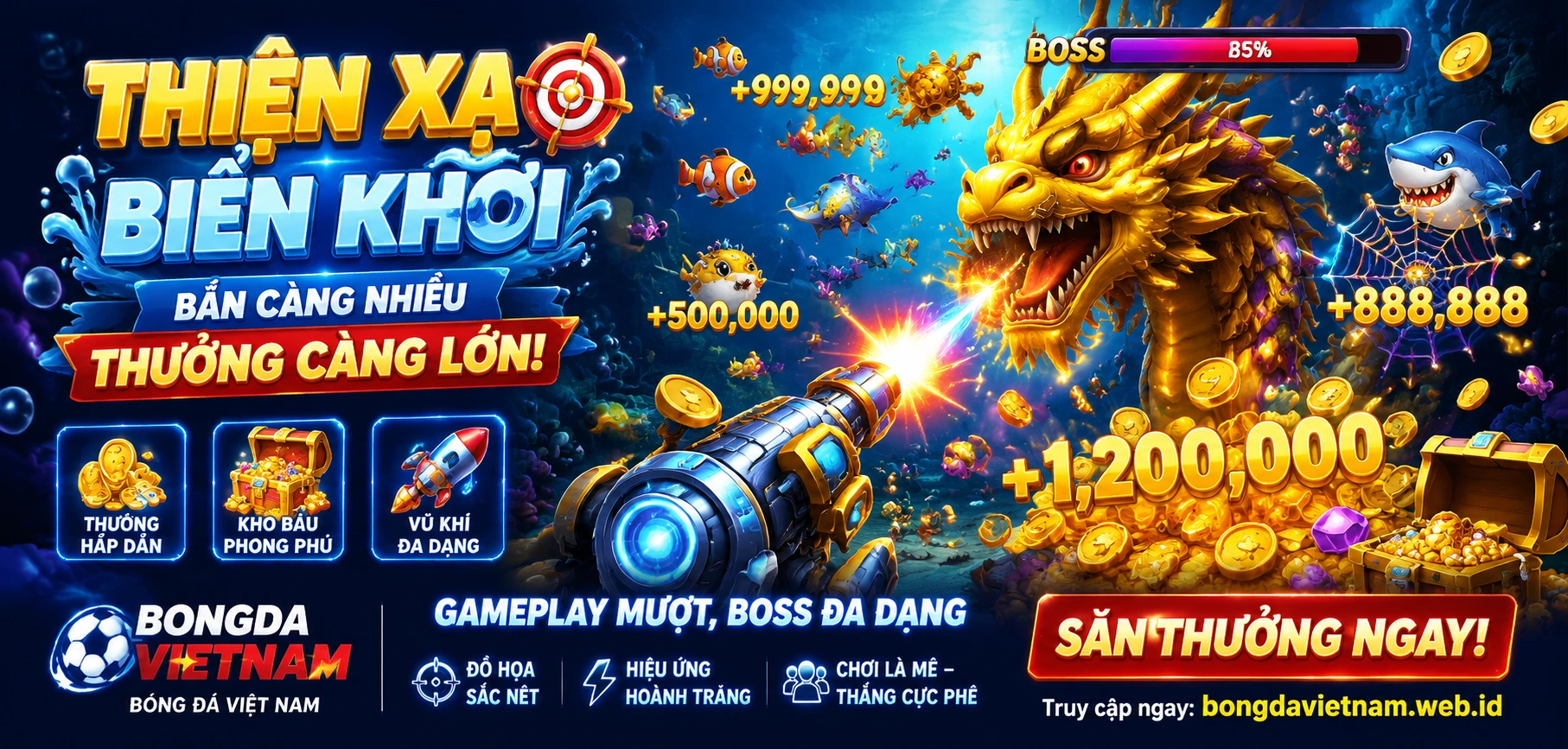 Giao diện sảnh bắn cá nhiều loại game