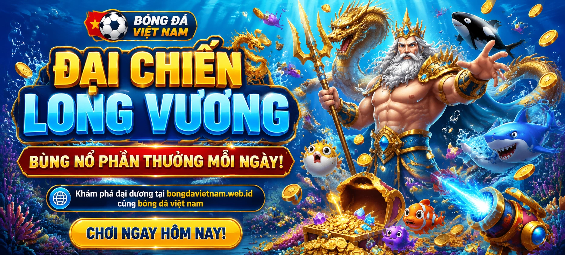 Bàn chơi bắn cá với nhiều loại cá và boss